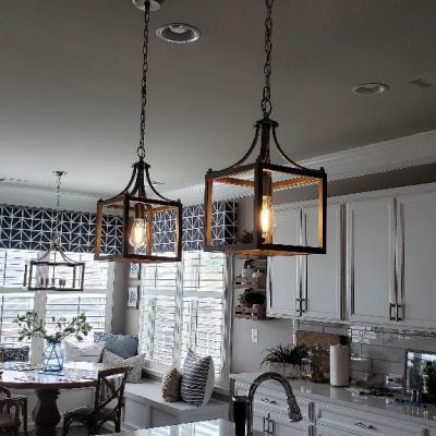 Atlanta Georgia Electrician Installed Over The Counter Kitchen Pendant Lighting