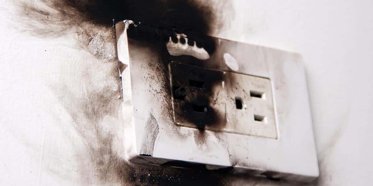 Power surge scorched electrical outlet