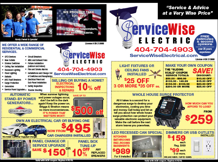 ServiceWise electrician specials 2019 Servicewise Electrical